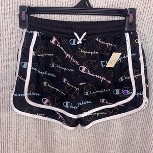 Champion Kids' Black Logo Print Shorts